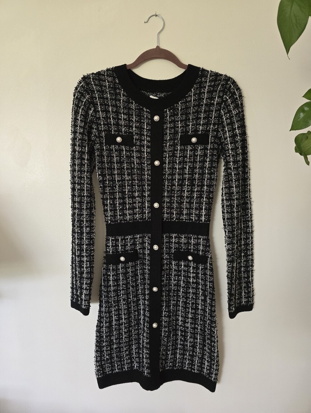 New 41 Hawthorn Calliope Black Tweed Womens Size XS knit Dress